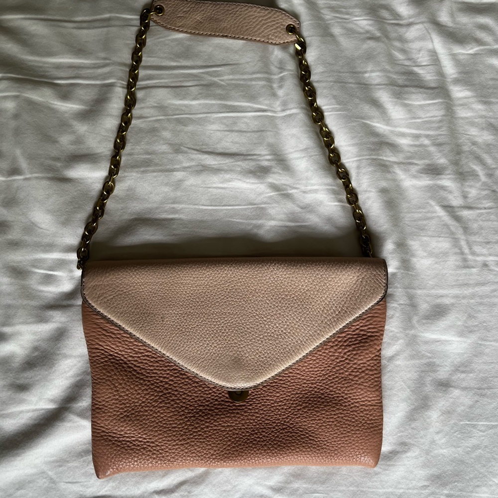 J. Crew Tan Leather Clutch with Envelope Design